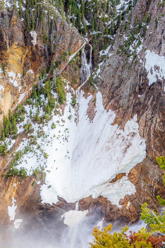 Snow is still very visible in the months of may and June in Yellowstone National Park.